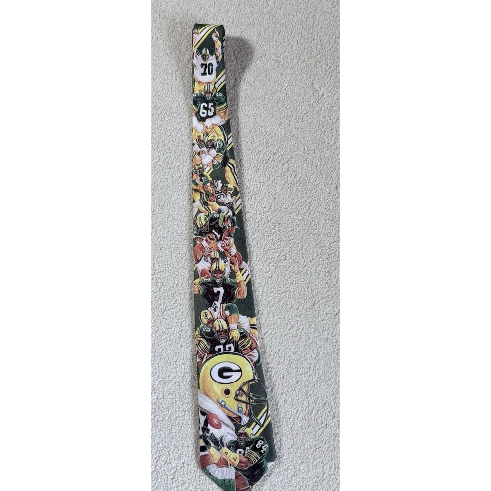 Vintage 1990s Green Bay Packers Neck Tie Mens NFL Football Ralph Marlin Montage